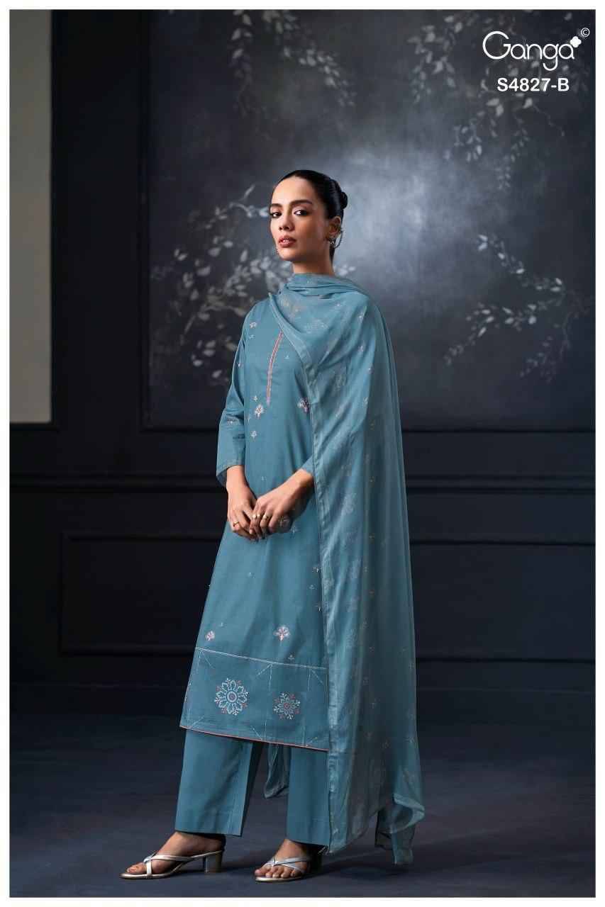 MRINALI 4827 Series By Ganga Fashion Beautiful Festive Suits Stylish Colorful Fancy Casual Wear & Ethnic Wear PURE BEMBERG MUL Dresses At Wholesale Price